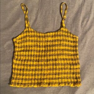 yellow & black cropped tank top